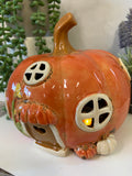 Village Pottery Pumpkin House Tealight