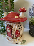 Village Pottery Red Mushroom House Tealight