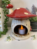 Village Pottery Red Mushroom House Tealight