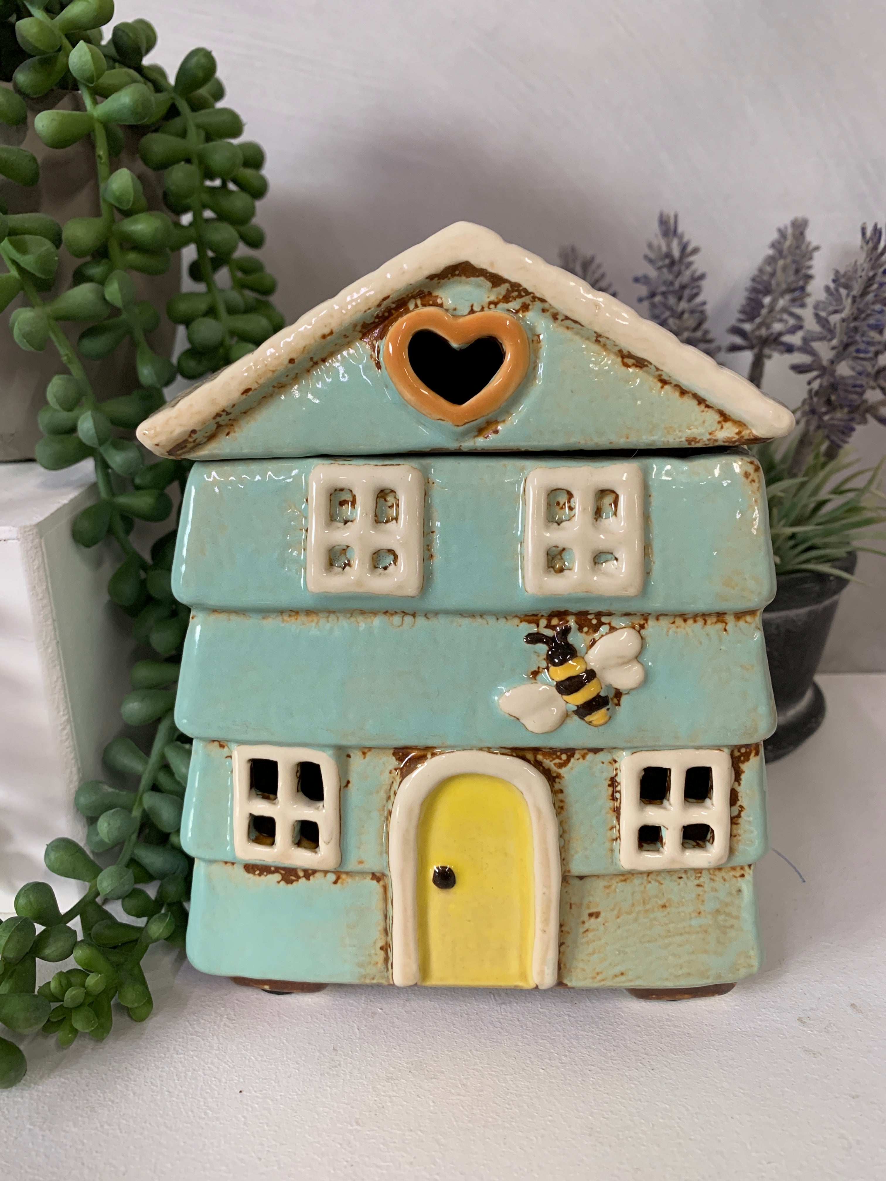 Village Pottery Aqua Bee Hive Tealight wax burner