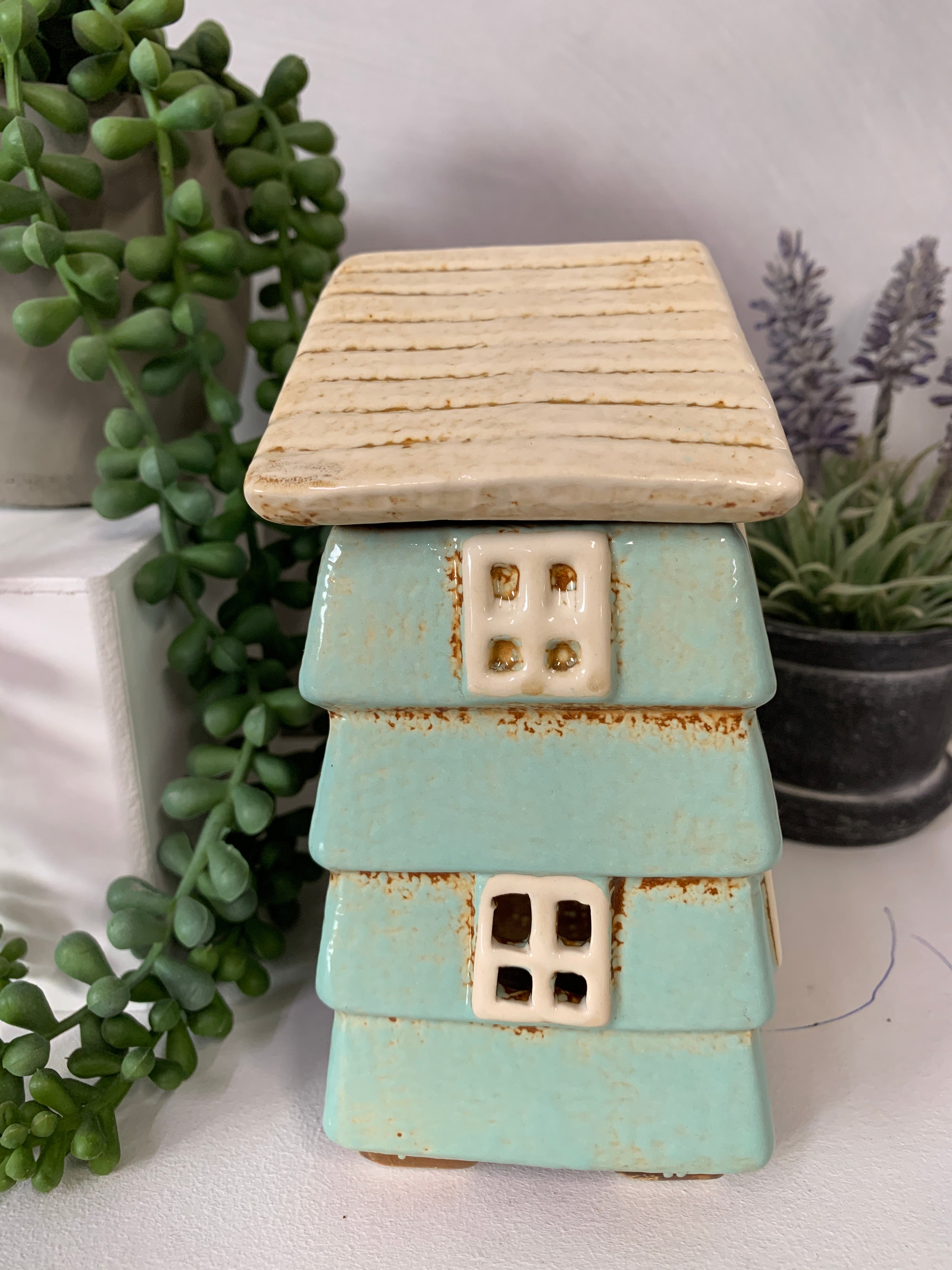 Village Pottery Aqua Bee Hive Tealight wax burner