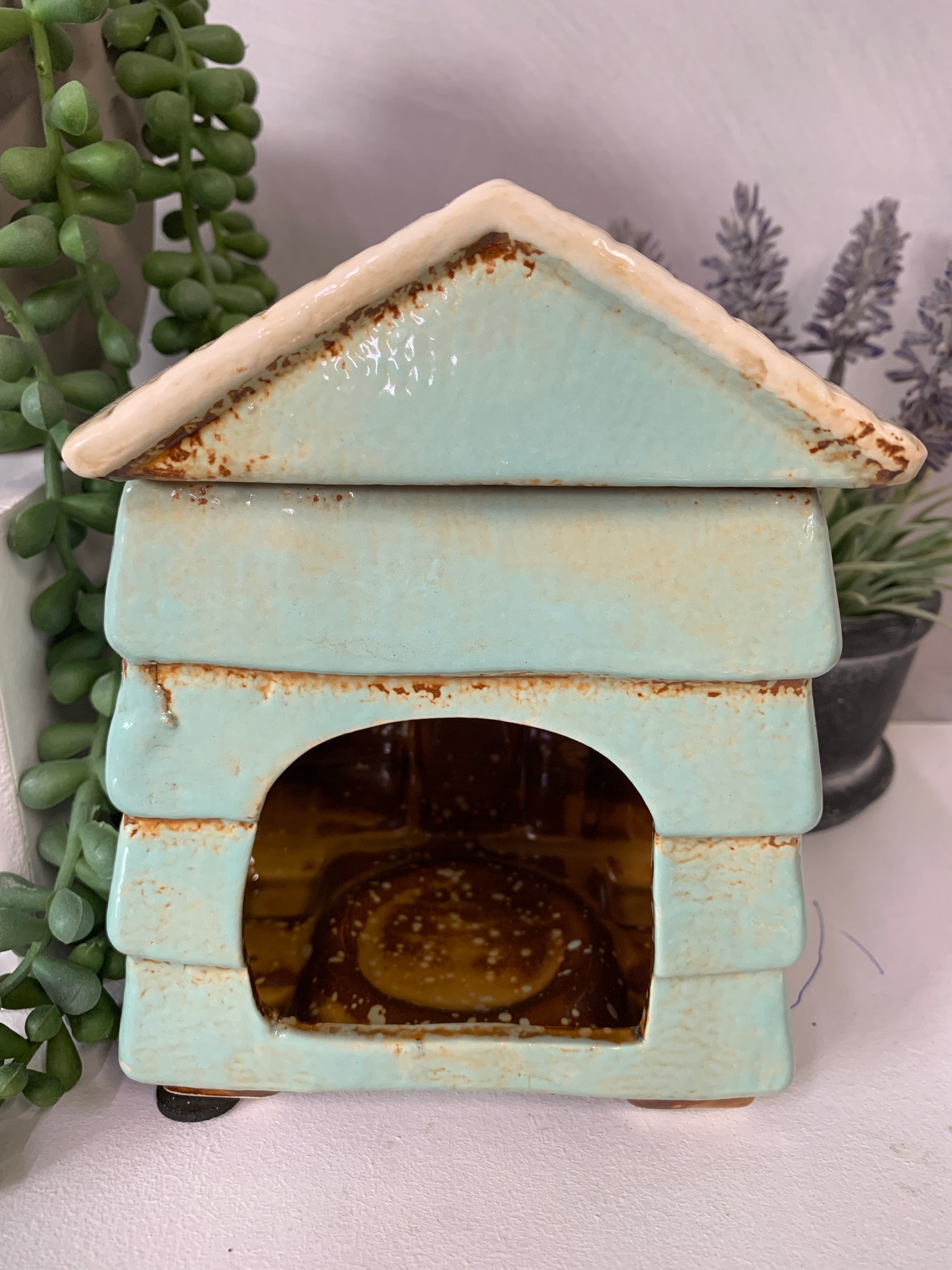 Village Pottery Aqua Bee Hive Tealight wax burner