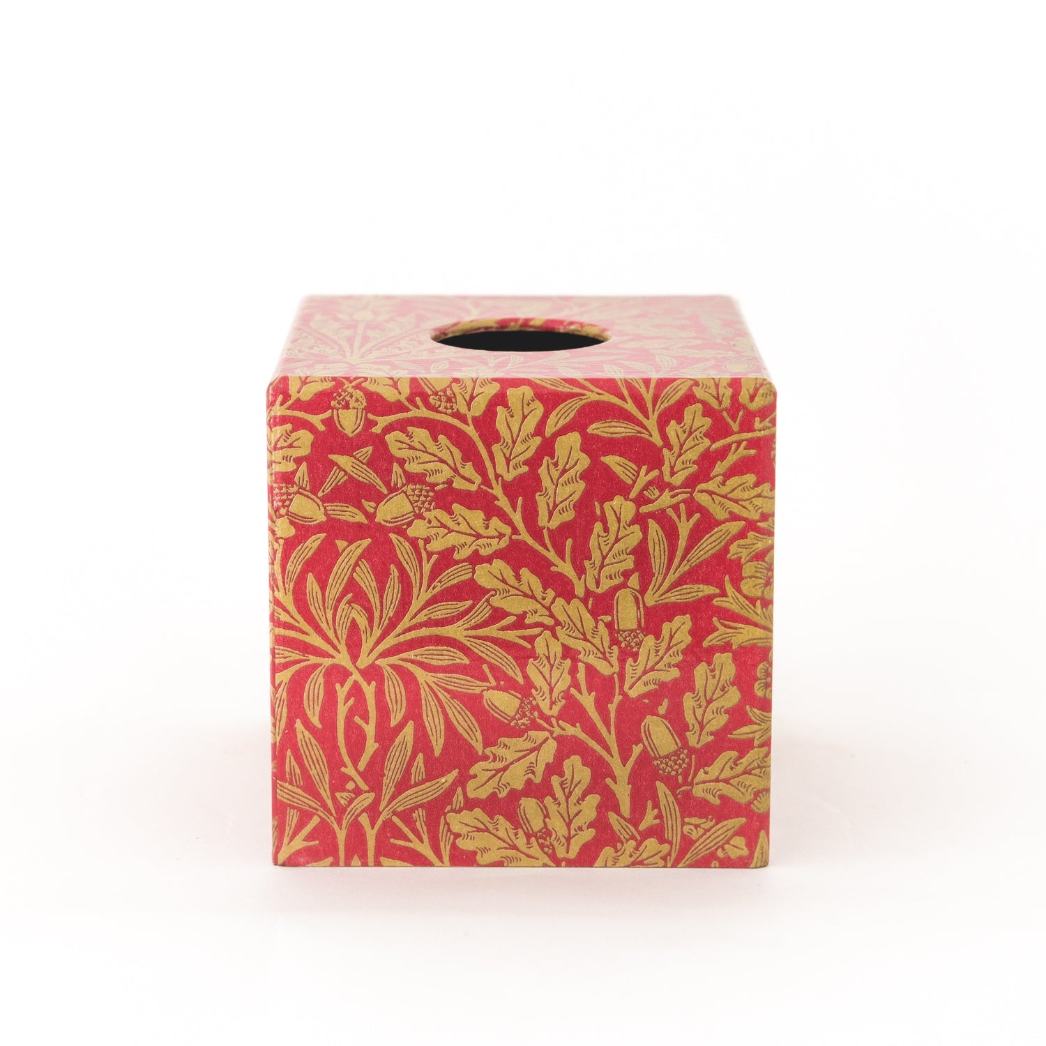 Tissue Box Cover wooden Red & Gold Acorn