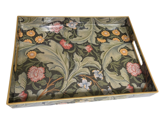 wooden serving tray red crane
