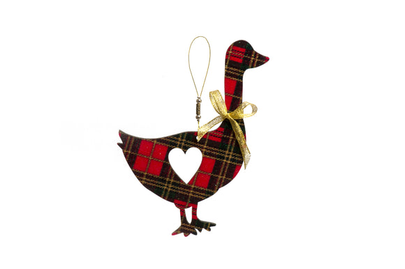 Christmas Decoration wooden Tartan Goose