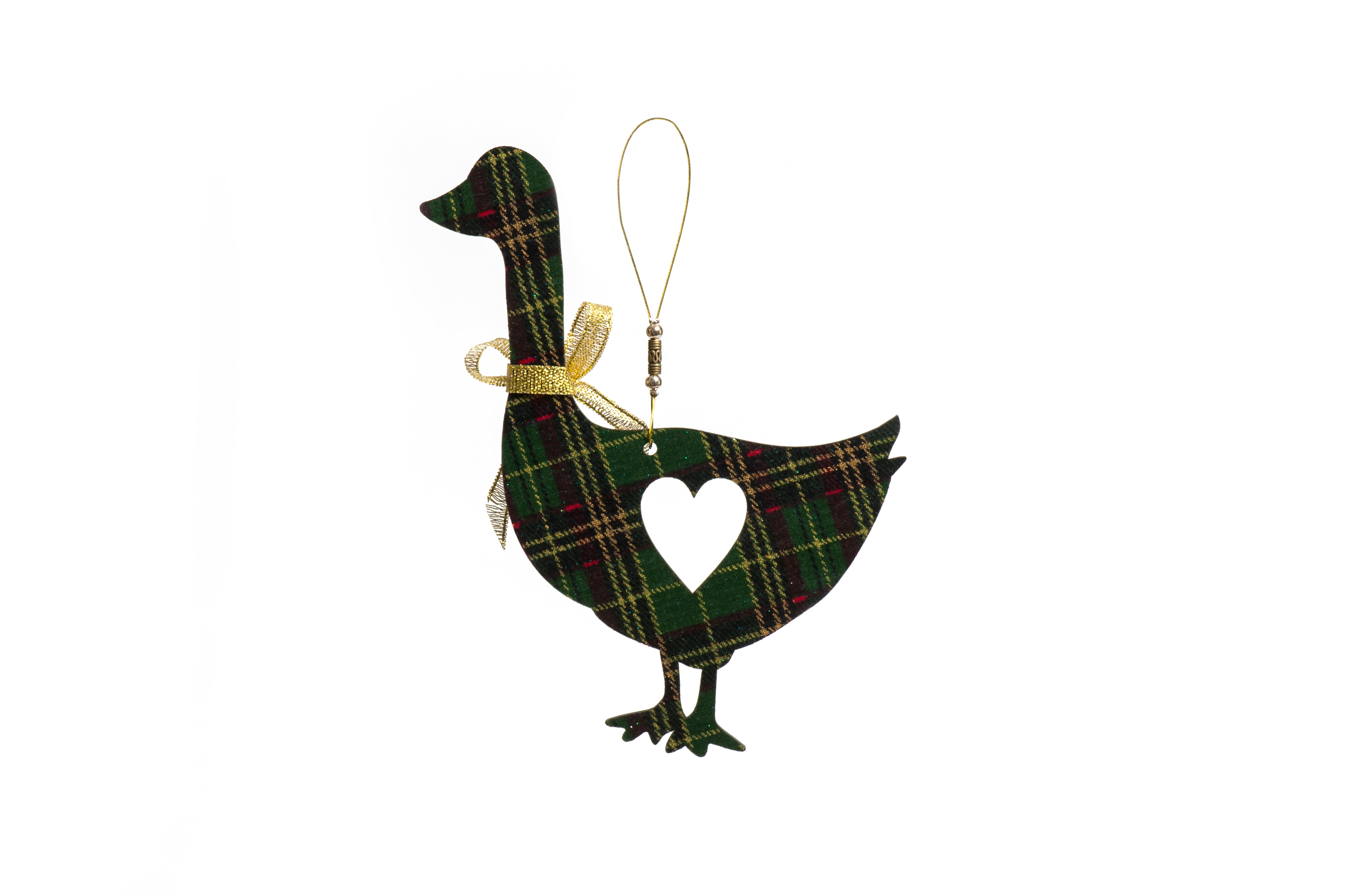 Christmas Decoration wooden Tartan Goose