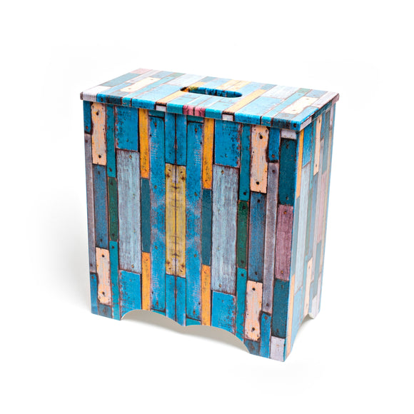 Toilet Roll Box Blue Wood
