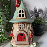 Aqua Mushroom House Tealight Holder