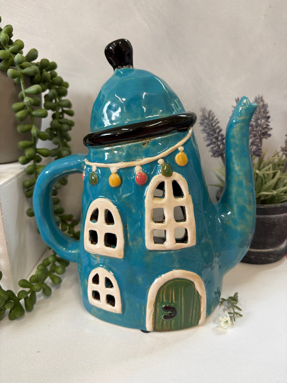 Village Pottery Blue Tea Pot