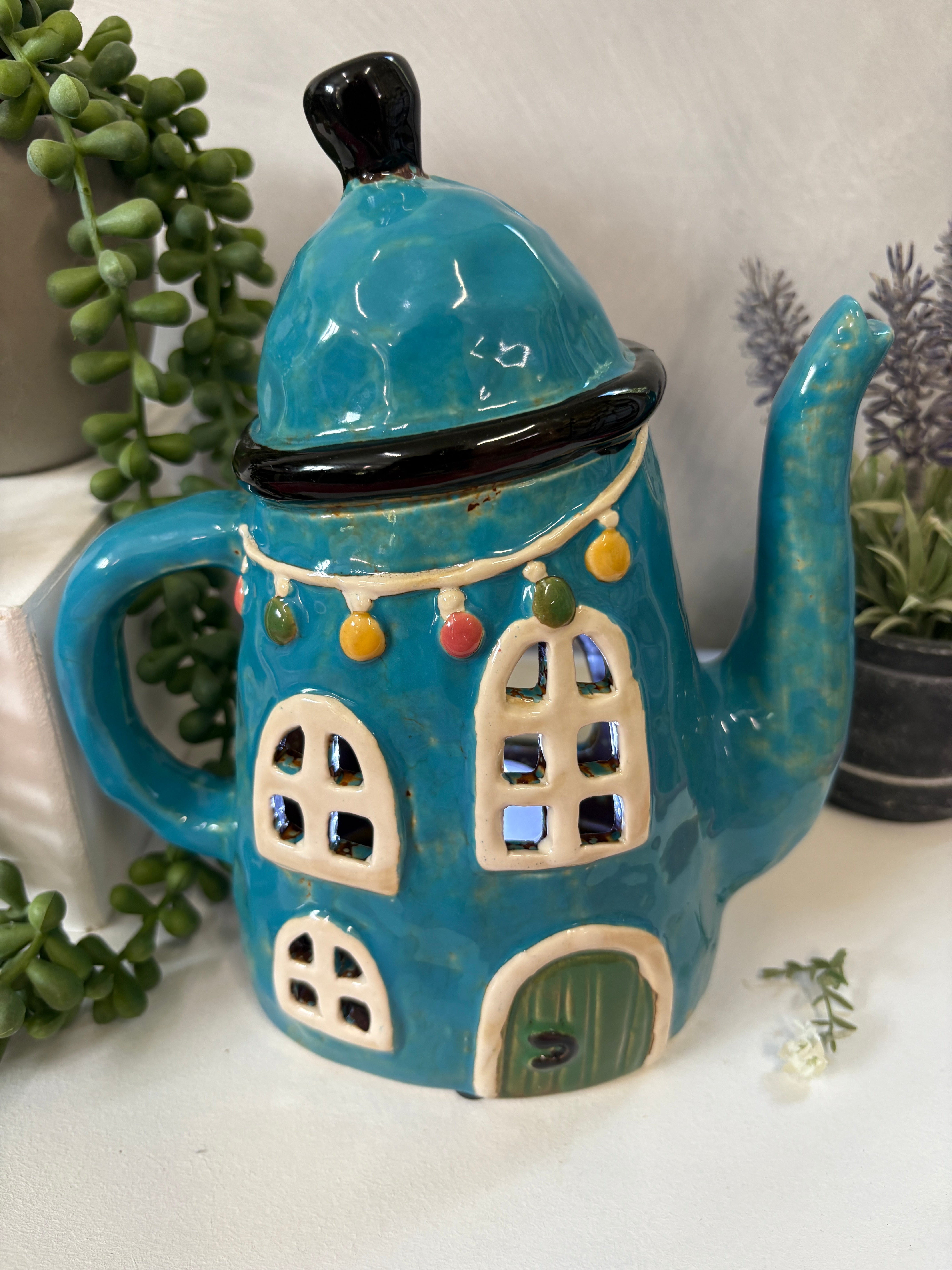 Village Pottery Blue Tea Pot