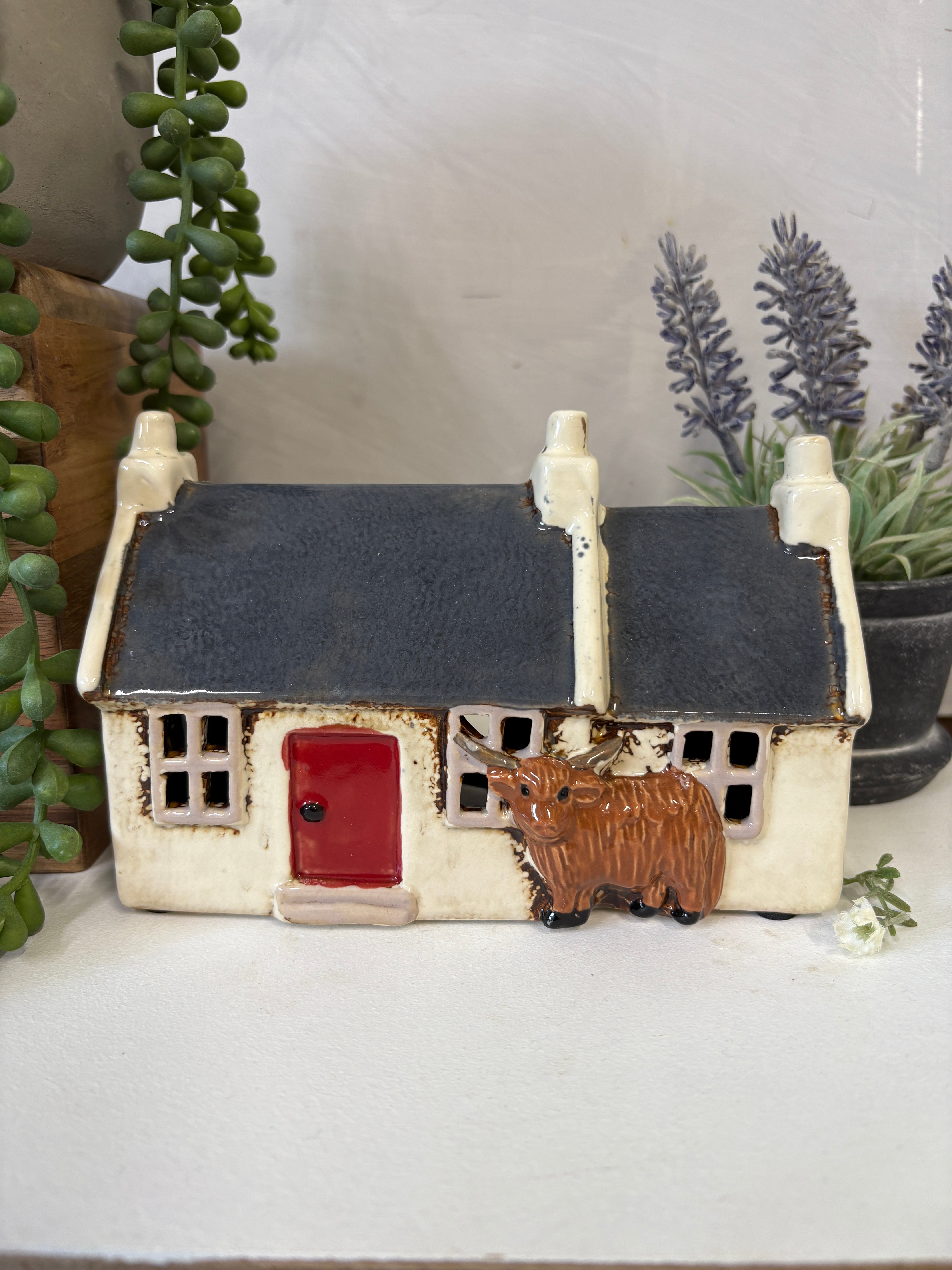Village Pottery Highland Cow Croft House