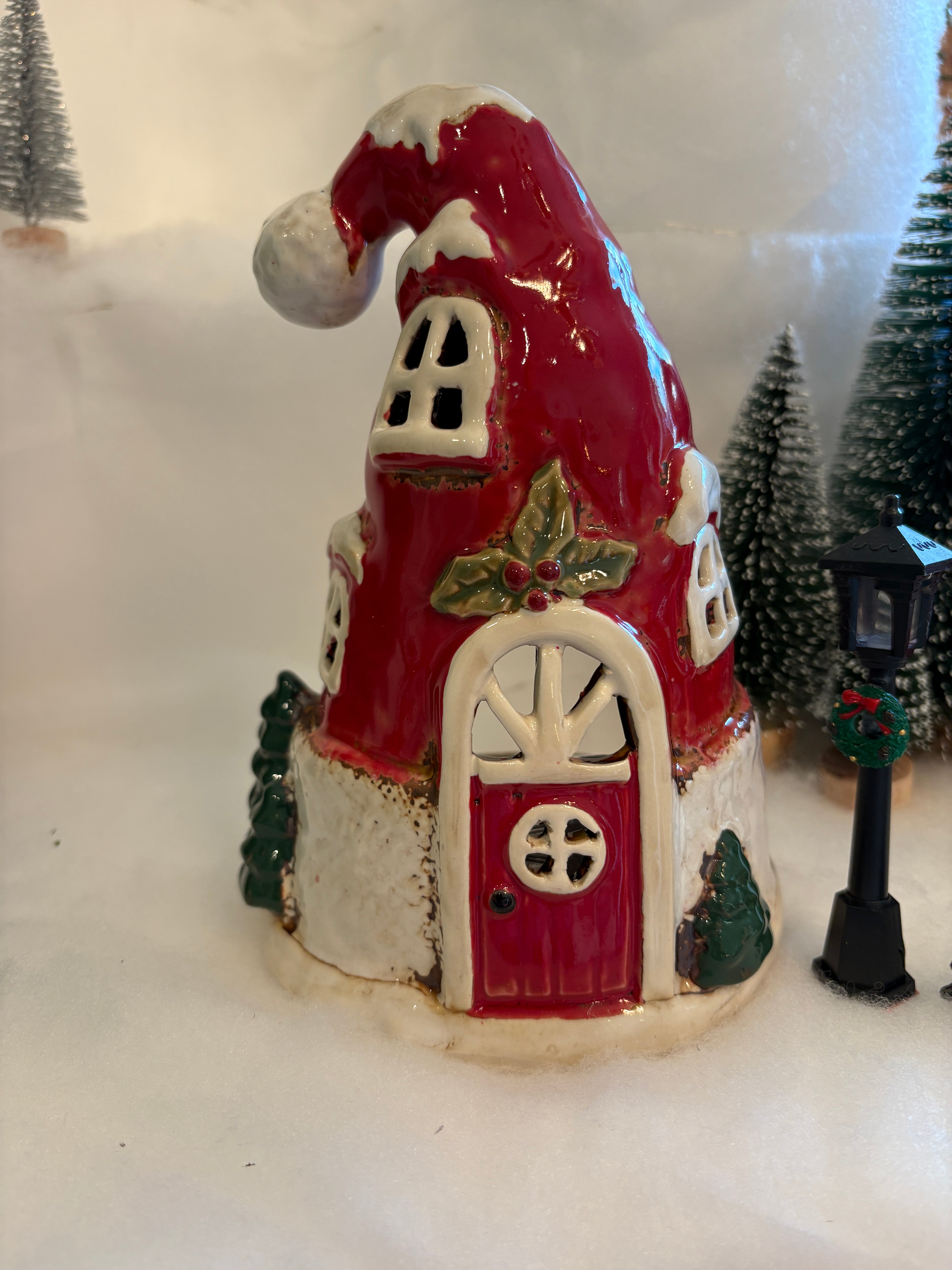 Village Pottery Santa Hat House