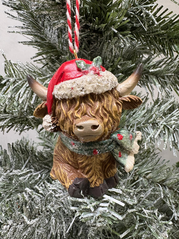 Highland Cow Hanging Christmas Decoration