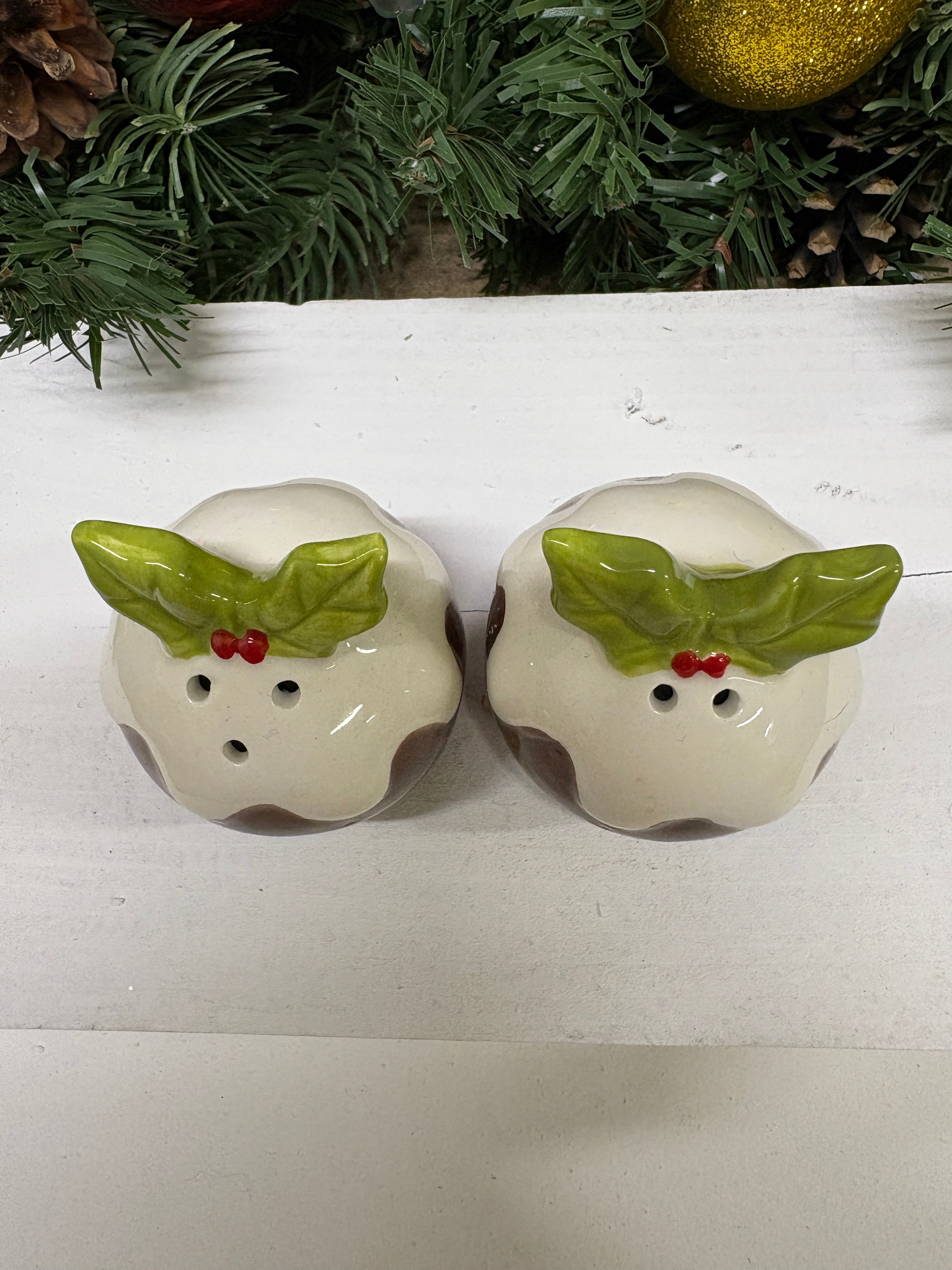 Christmas Pudding Salt & Pepper Pots