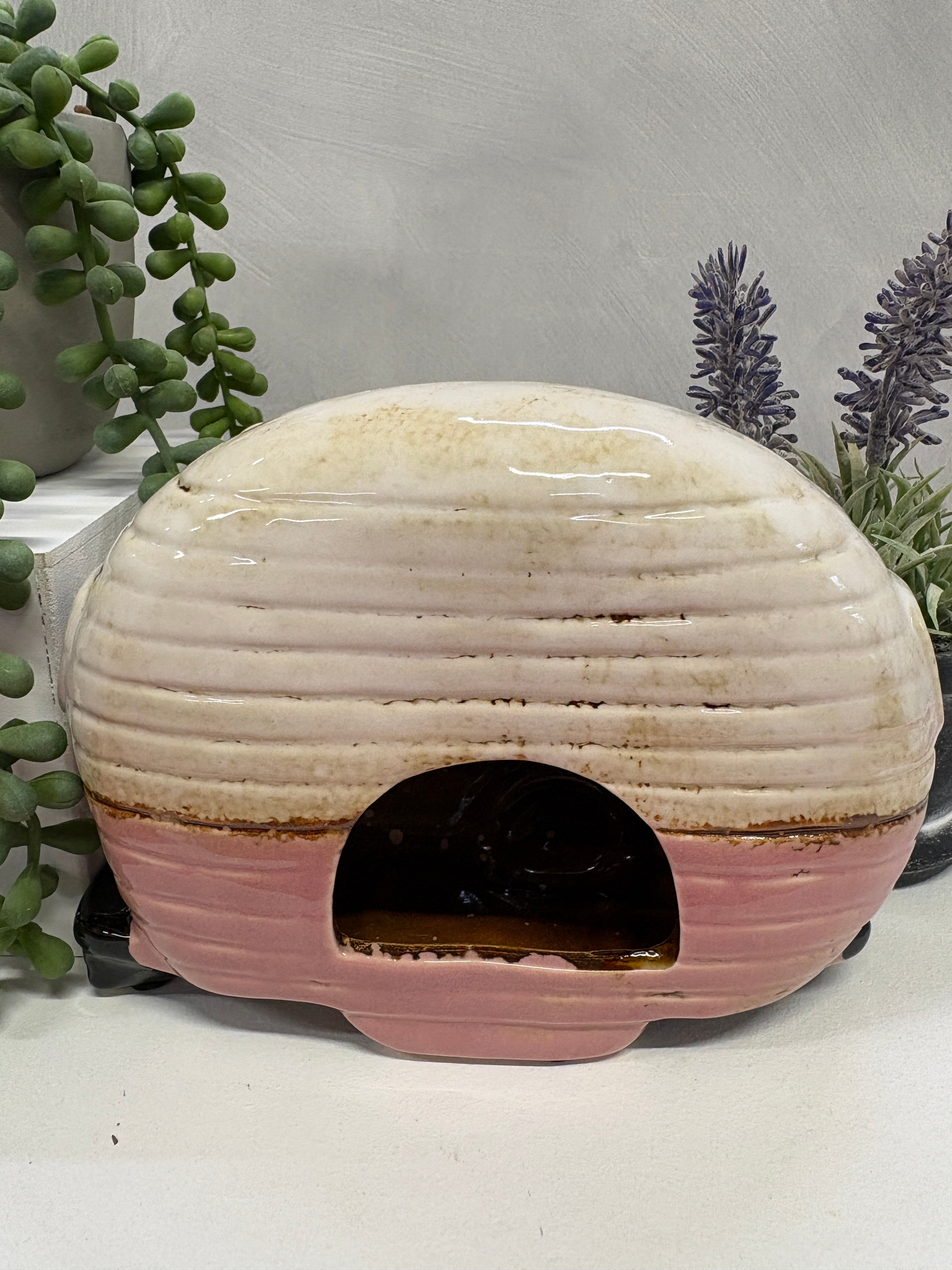Village Pottery Pink Caravan Tea light Holder