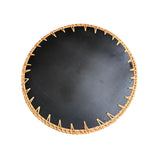 Round Pearlescent Aqua Boho Rattan Tray