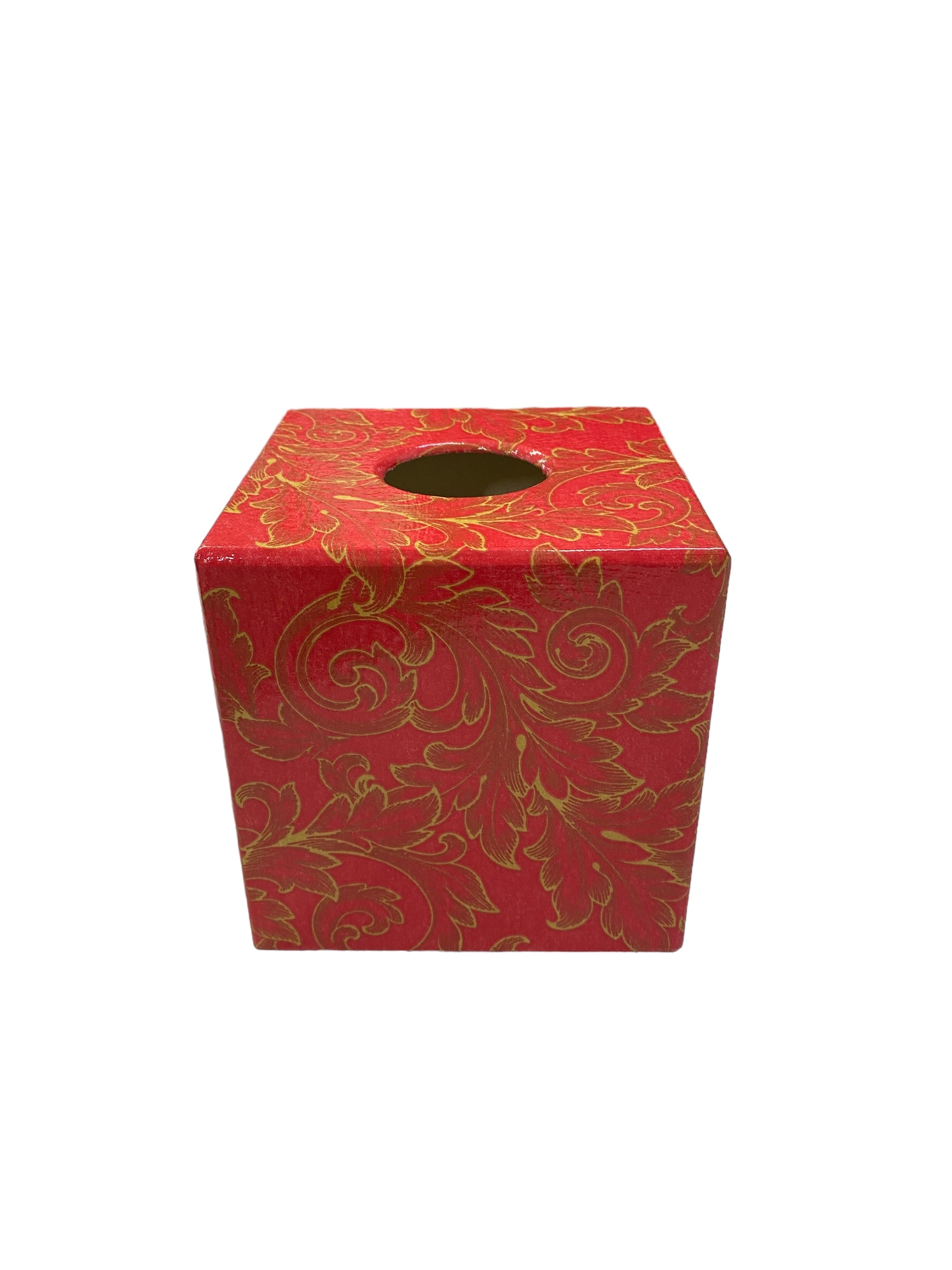 Tissue Box Cover Red Baroque