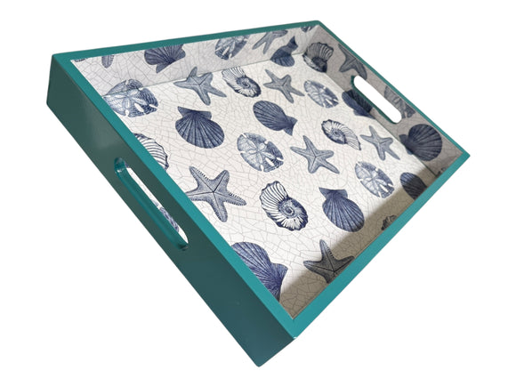 Wooden Blue Shell Tray