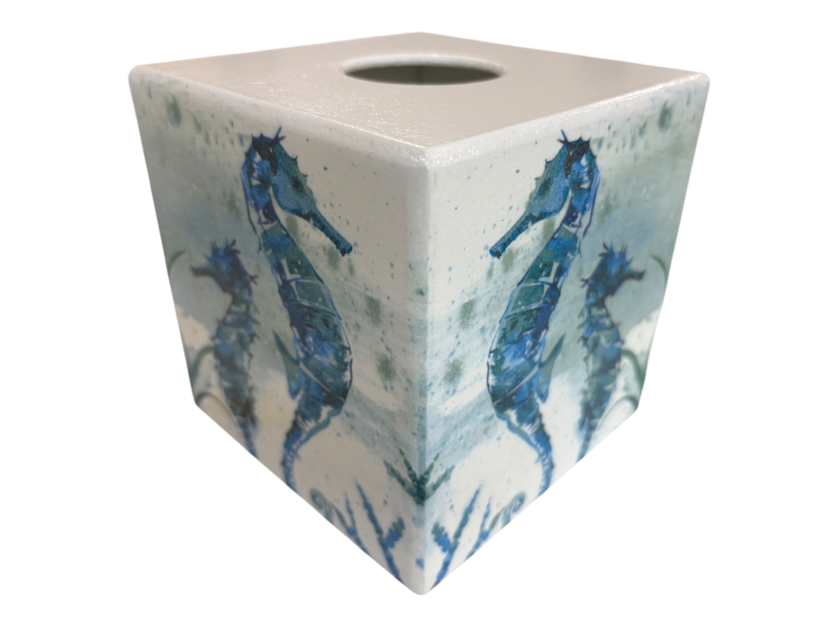 Seahorse wooden tissue box cover