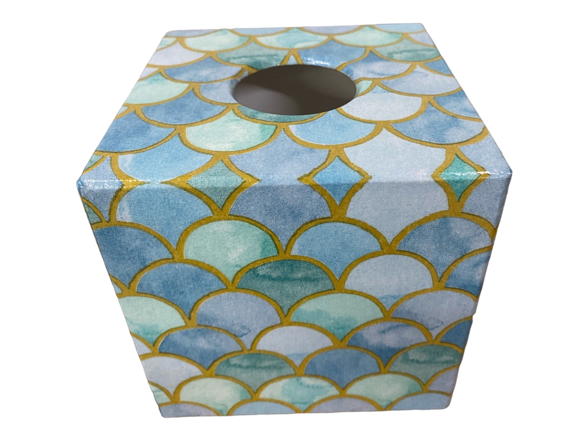 Shades of Blue Wooden Tissue Box Cover