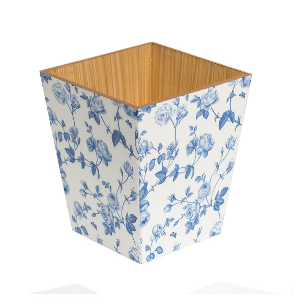 Blue Flower Waste Paper Bin - Handmade