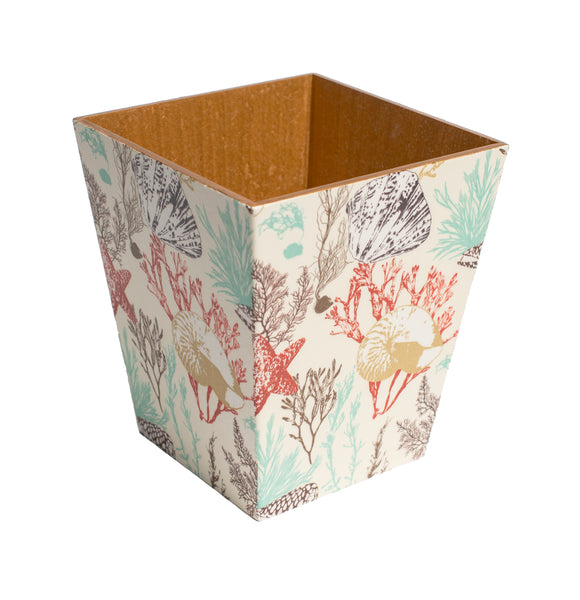 Natural Coral Waste Paper Bin - Handmade