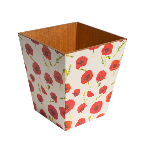 Red Poppy Waste Paper Bin