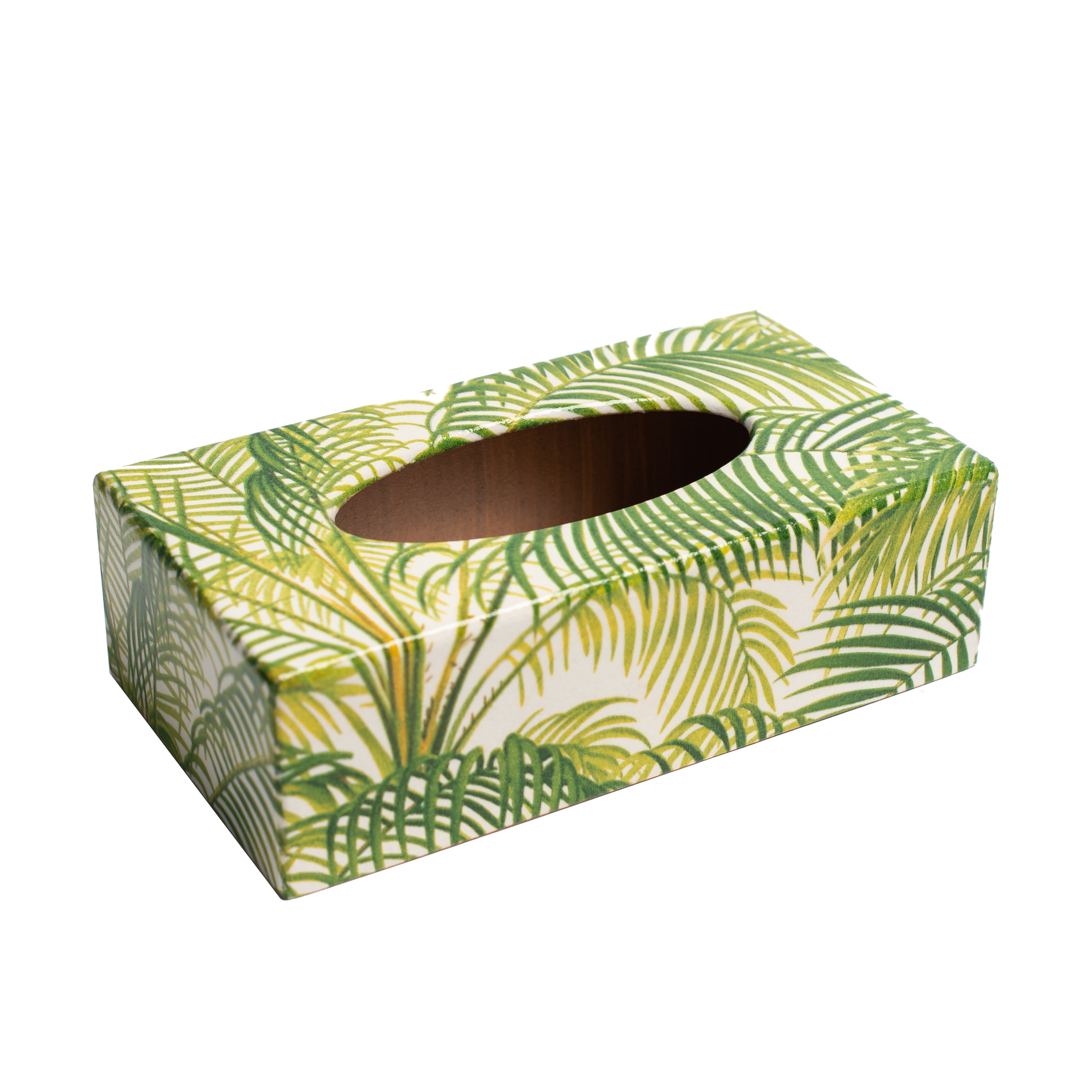 Palm Green Wooden Tissue Box cover Rectangular