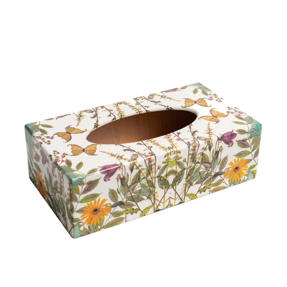 Meadow Flowers wooden tissue box cover rectangular