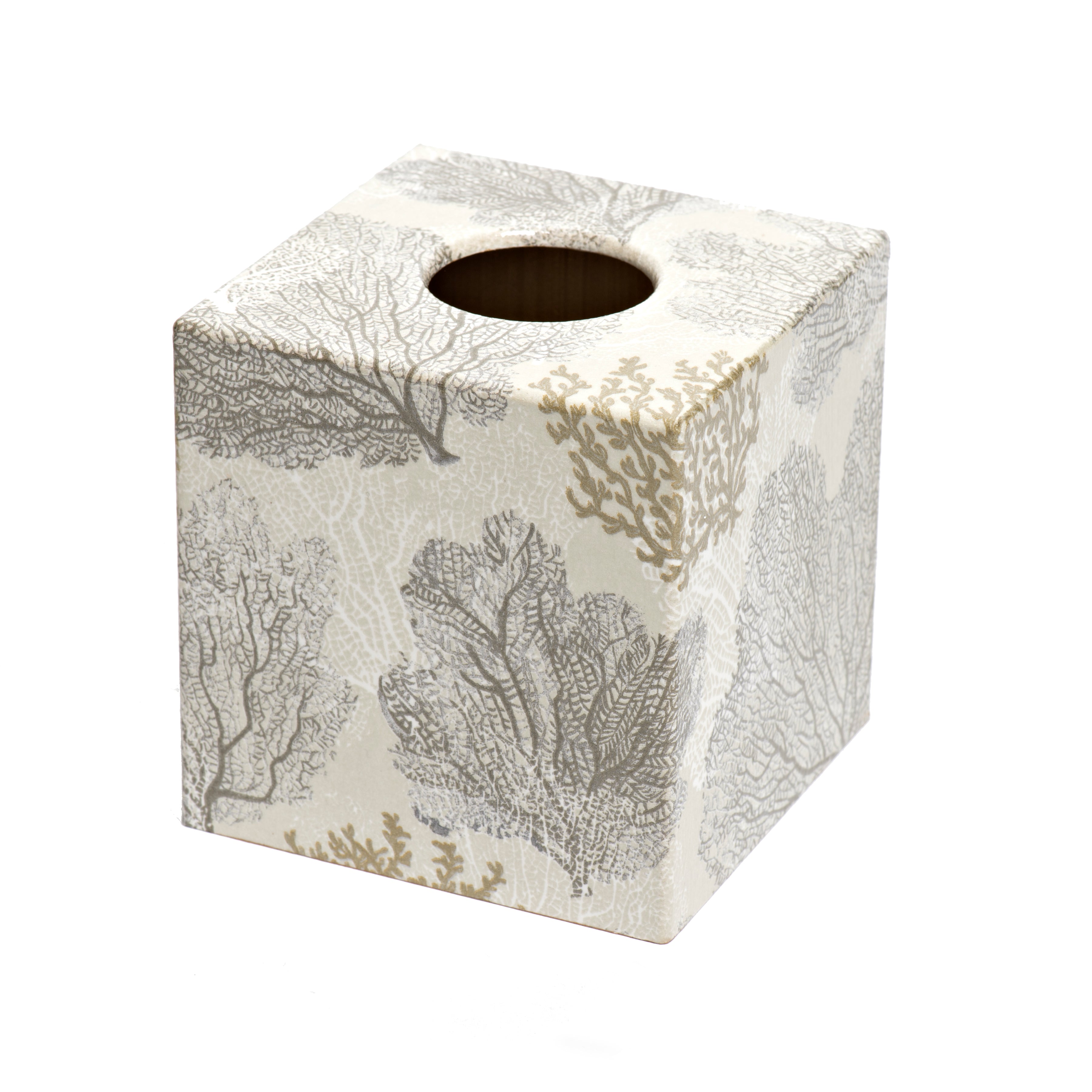 Silver Coral Tissue Box Cover - Handmade