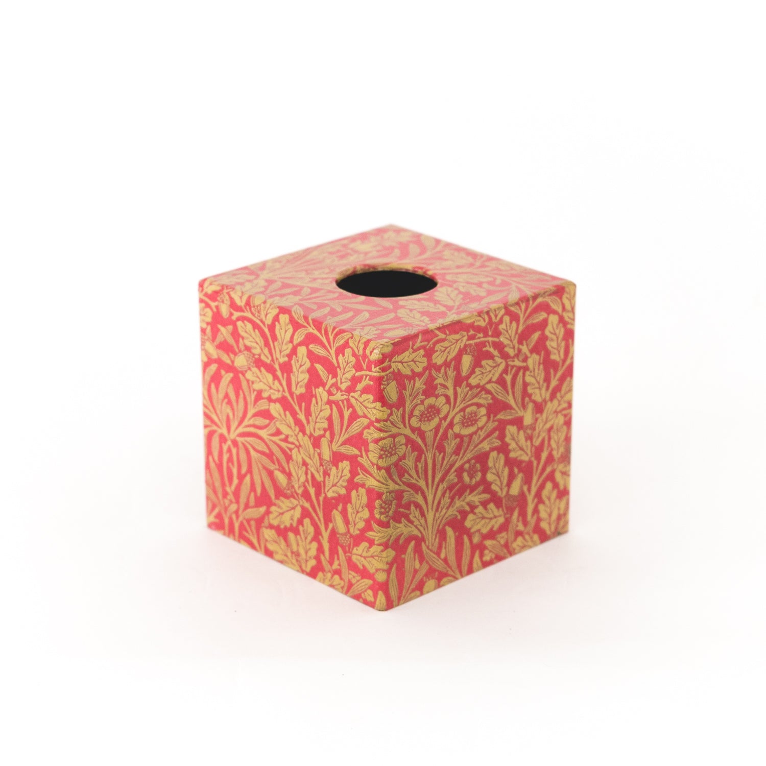 Tissue Box Cover wooden Red & Gold Acorn