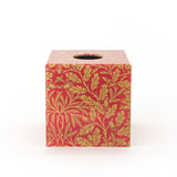 Tissue Box Cover wooden Red & Gold Acorn