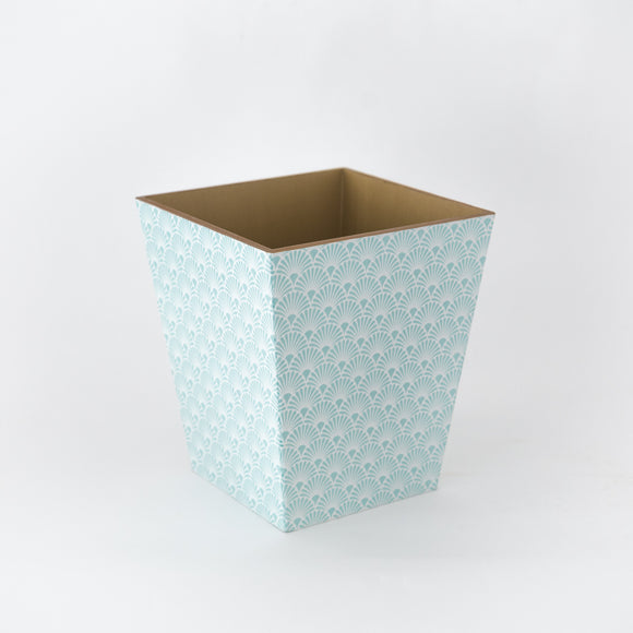 Waste Paper Bin wooden Sky Blue Art Deco