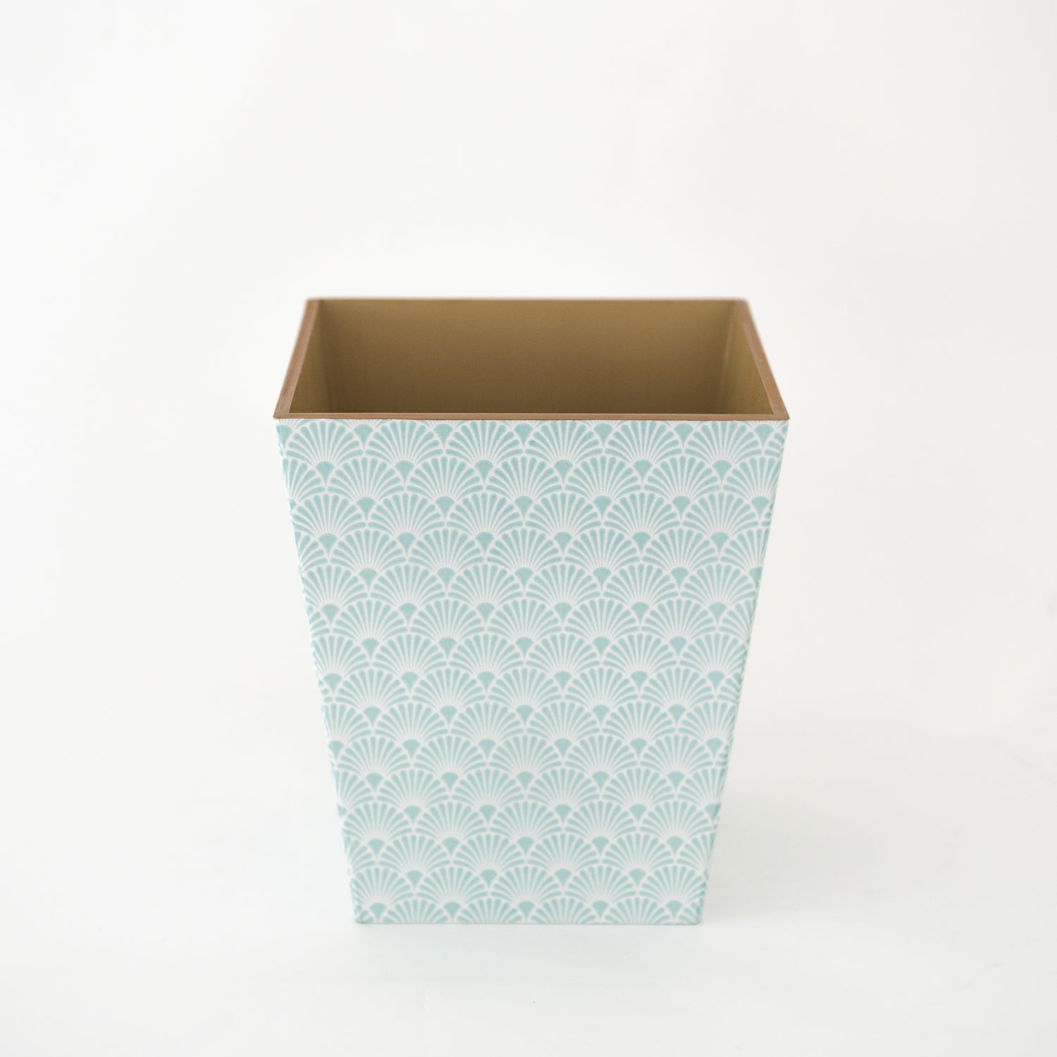 Waste Paper Bin wooden Sky Blue Art Deco