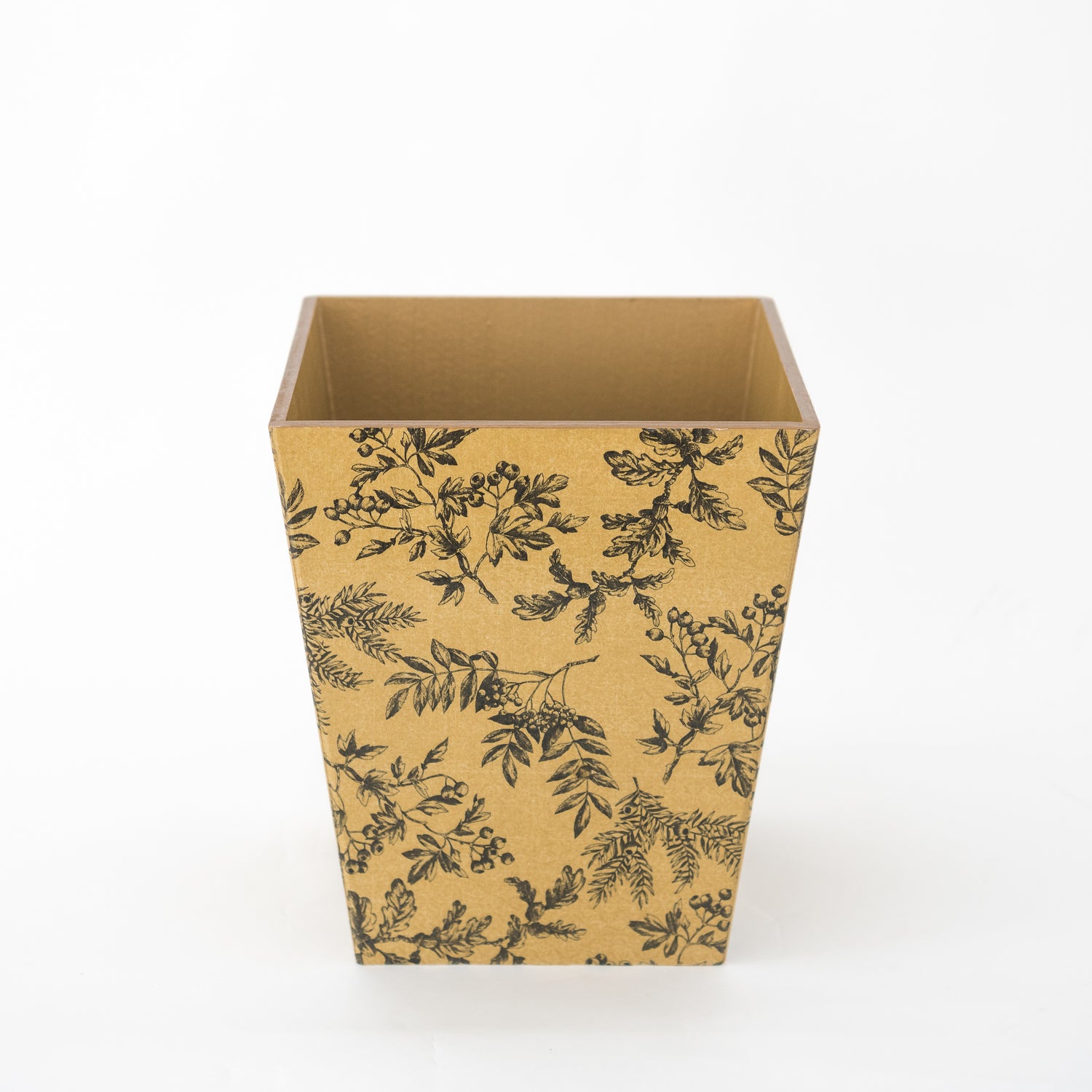 Waste Paper Bin wooden Gold Silent Plant