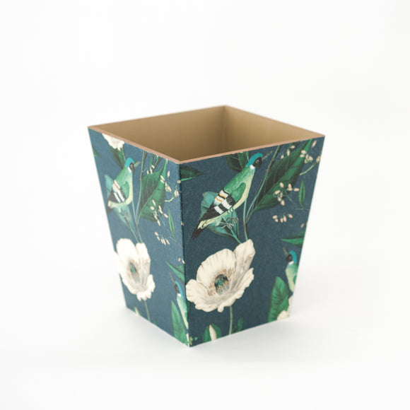 Waste Paper Bin wooden Blue Jay