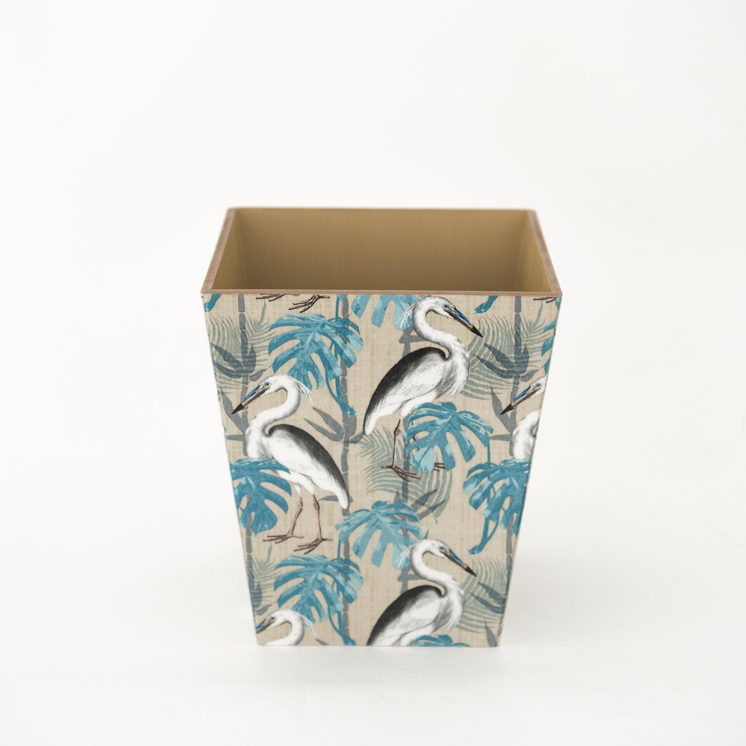 Waste Paper Bin wooden Blue Stork