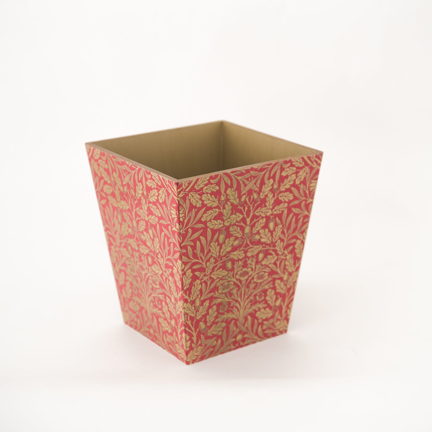 Tissue Box Cover & Waste Paper Bin Gold & Red Acorn