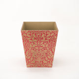 Waste Paper Bin wooden Red & Gold Acorn