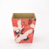 Waste Paper Bin wooden Red Crane