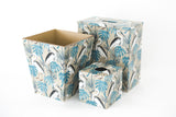 Waste Paper Bin wooden Blue Stork