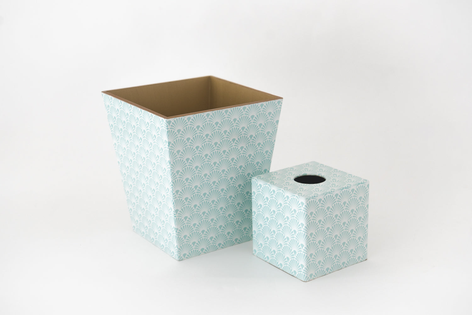 Tissue Box Cover wooden Sky Blue Art Deco