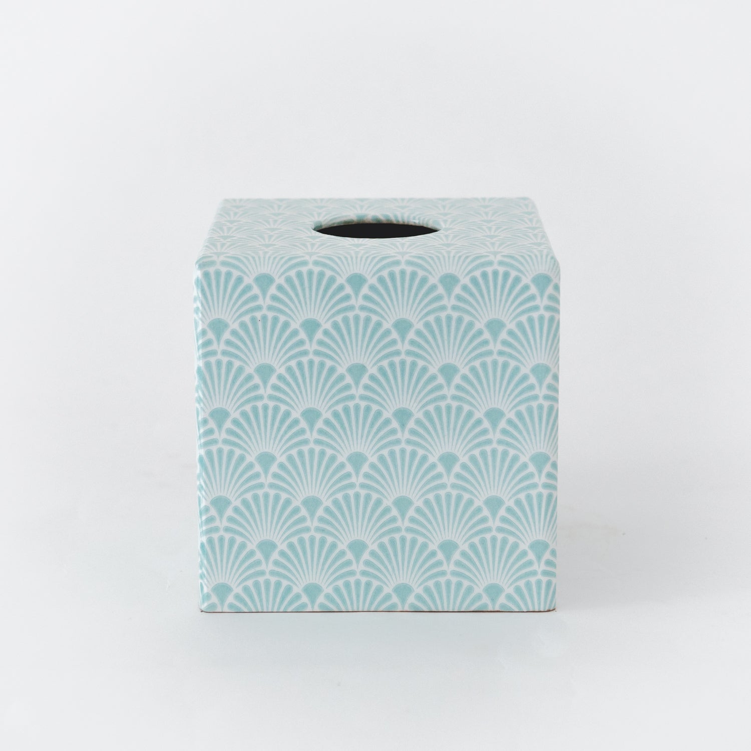 Tissue Box Cover wooden Sky Blue Art Deco