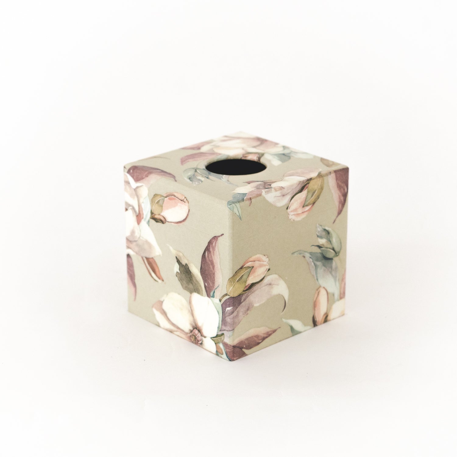 Tissue Box Cover wooden Linen Magnolias