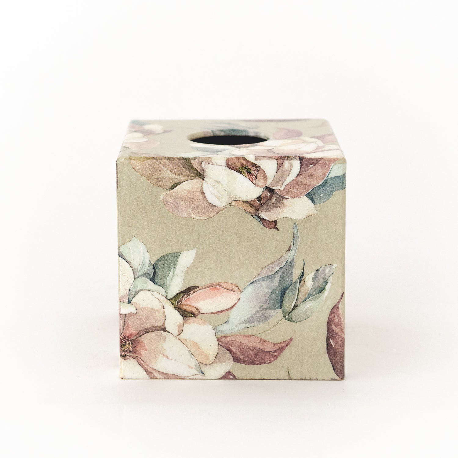 Tissue Box Cover wooden Linen Magnolias