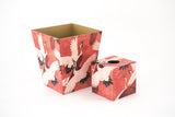 Waste Paper Bin wooden Red Crane