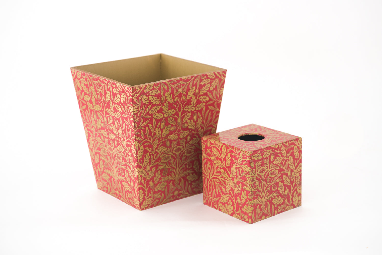 Tissue Box Cover wooden Red & Gold Acorn