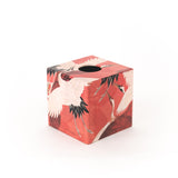 Tissue Box Cover wooden Red Crane