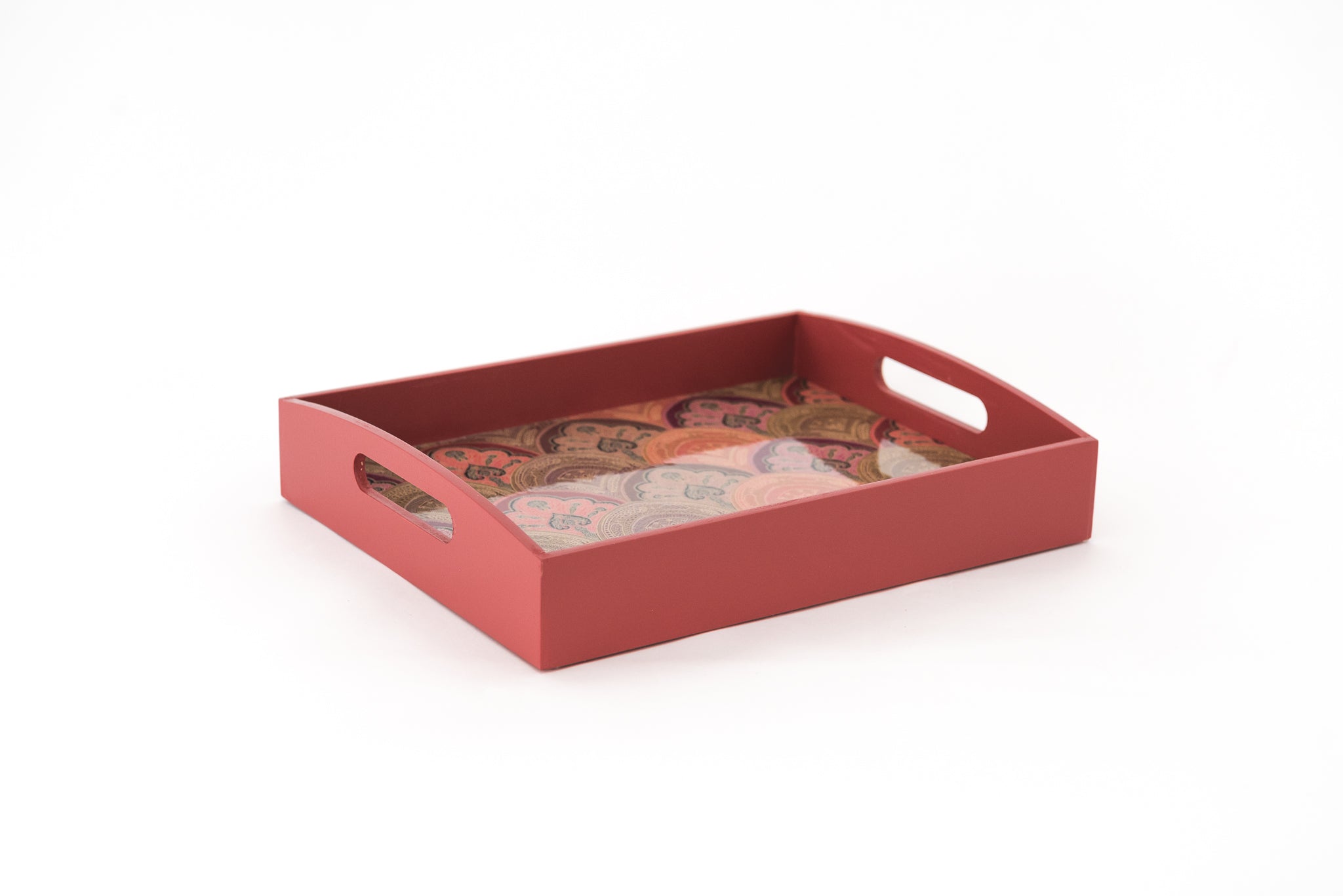 Wooden Serving Tray Red Moroccan