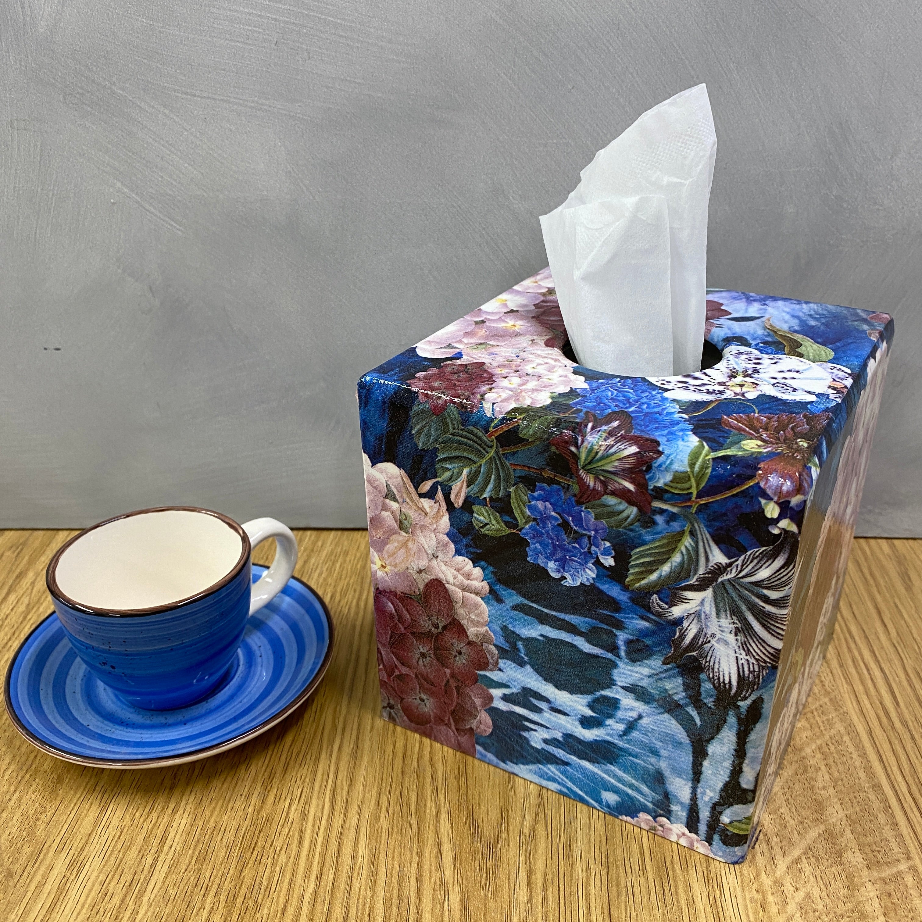 Tissue Box Cover  Exotic Blue